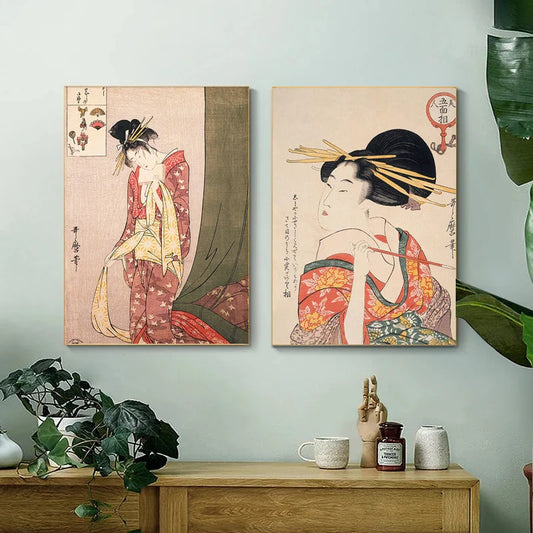 Vintage Oriental Art Geisha Japanese Tsuchiya Koitsu Painting