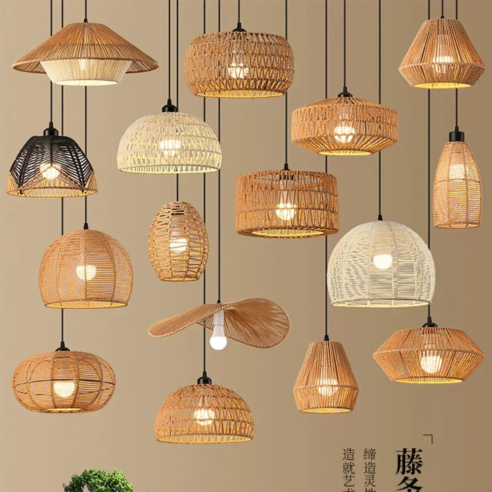 1pc Pendant Rattan Lampshade