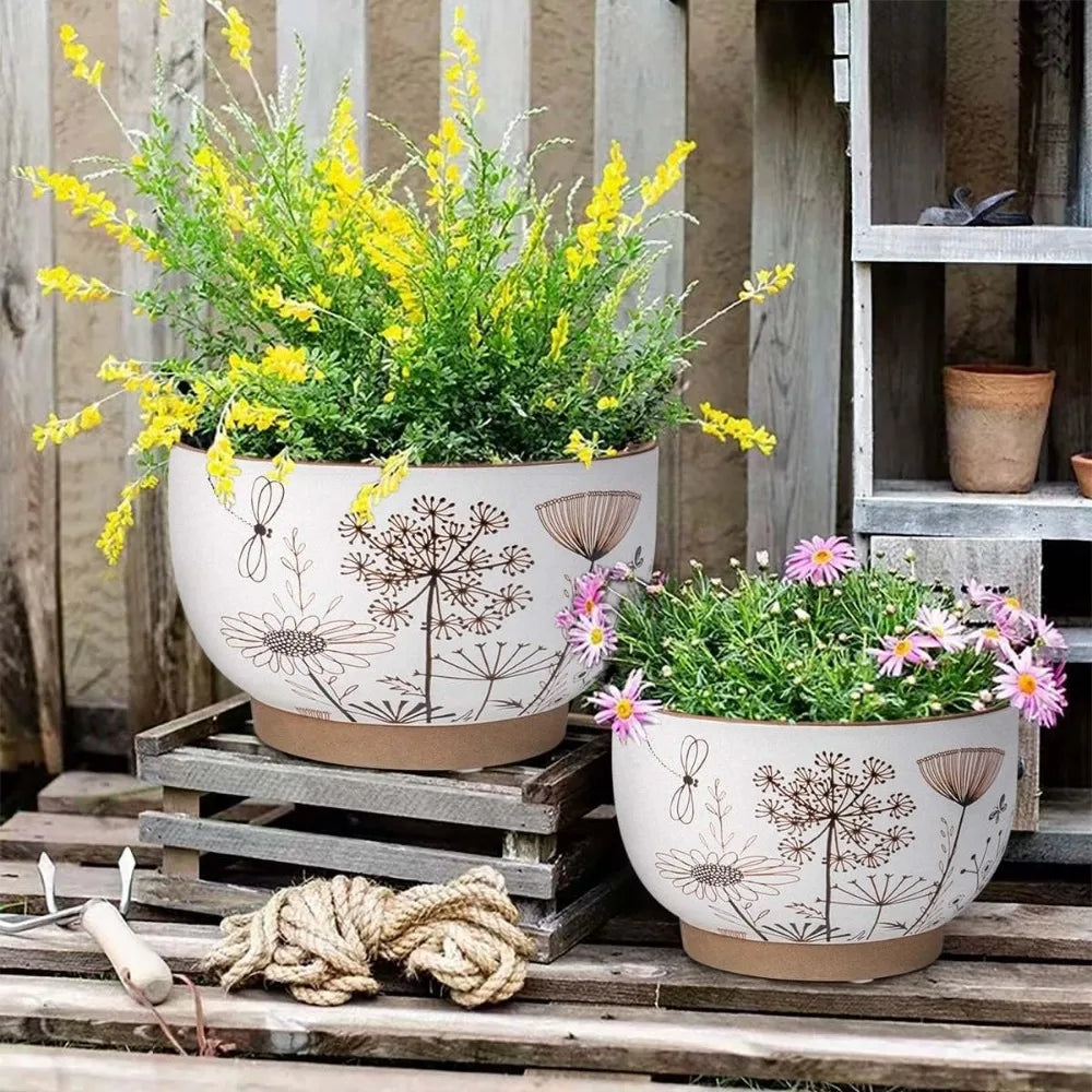 6 Inch White Terracotta Flowerpots