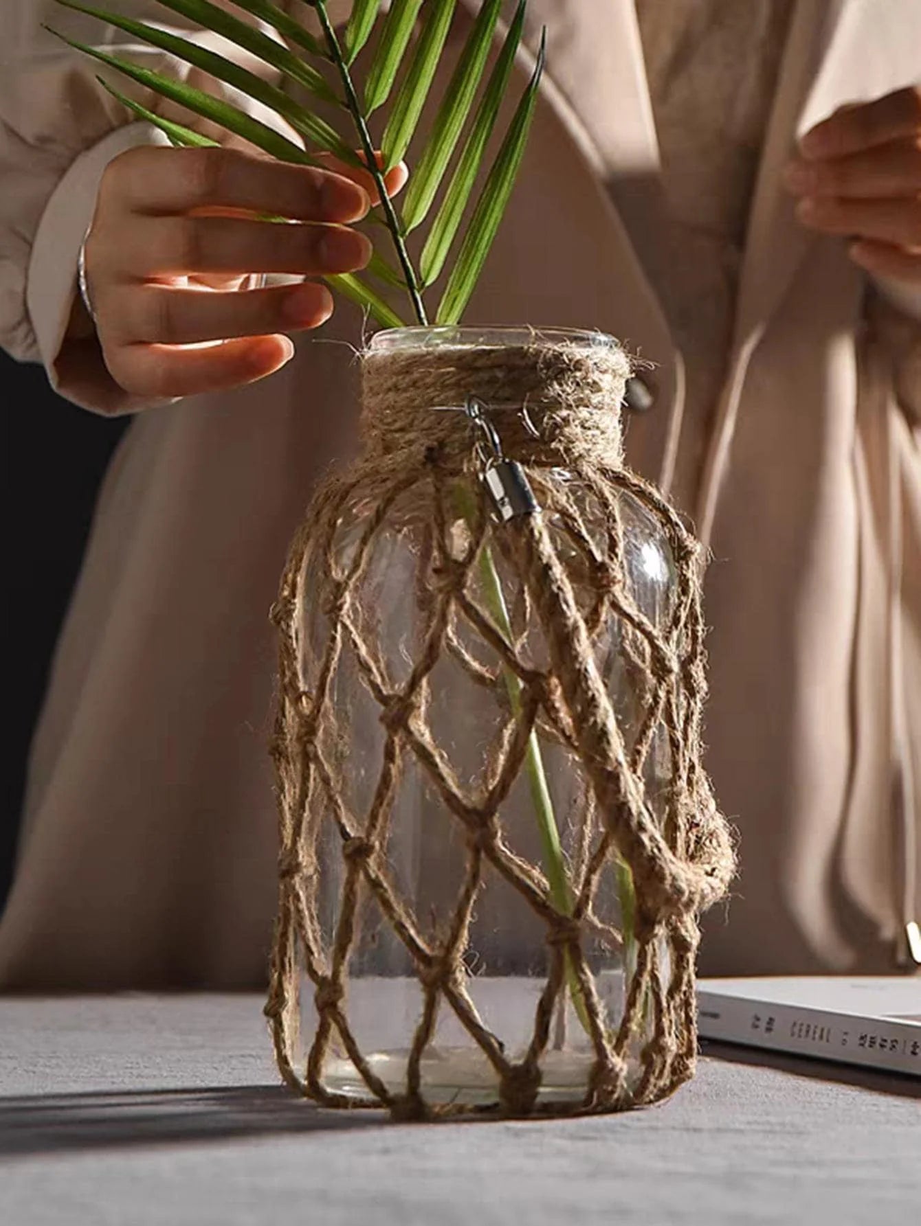 Rustic Hanging Glass Vase Rope