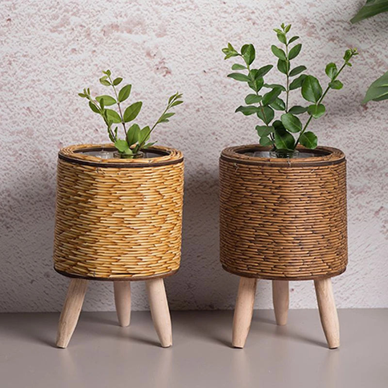 Shelf Rattan Woven Flower Pot