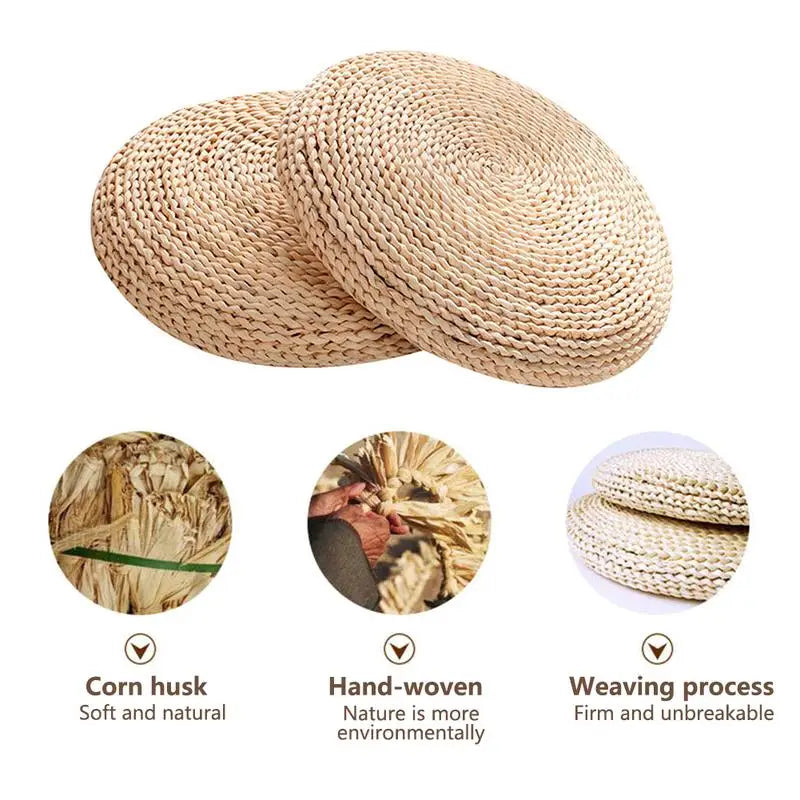 Cushion Meditation Cushion Round Straw Pouf Hand Woven Mat Chair Floor Cushion For Meditation Yoga Pad Seat Floor Pillow