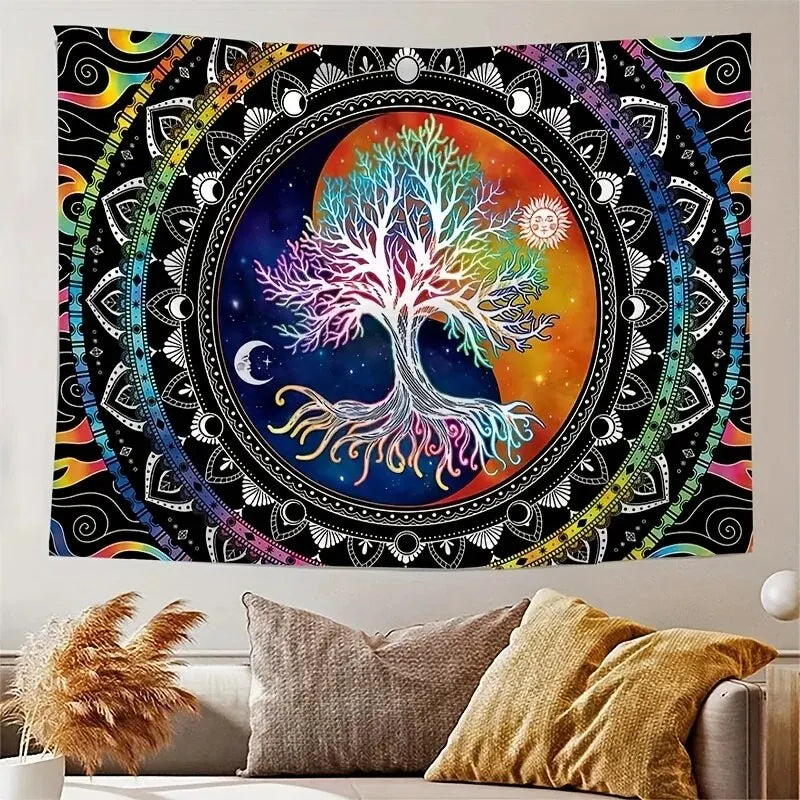 1Pcs 75x58cm Tree of Life Tapestry BlackLight