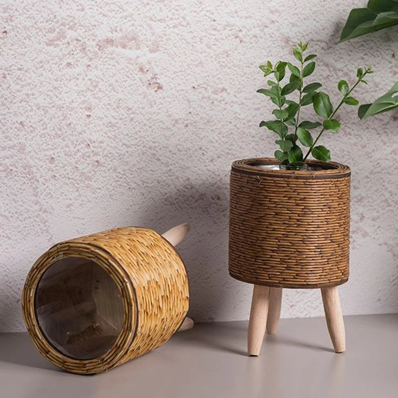 Shelf Rattan Woven Flower Pot