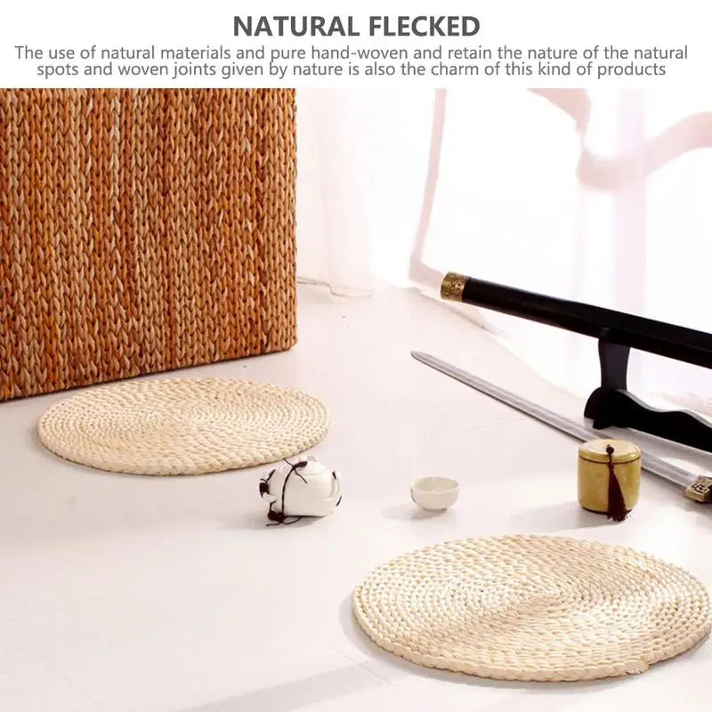 Cushion Meditation Cushion Round Straw Pouf Hand Woven Mat Chair Floor Cushion For Meditation Yoga Pad Seat Floor Pillow