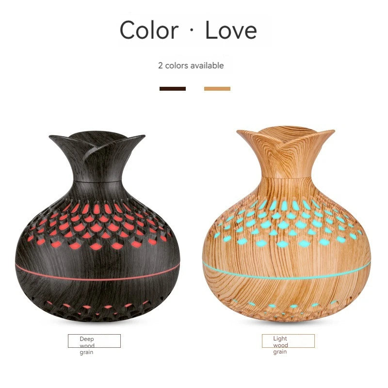 Elegant wood grain flower humidifier/diffuser