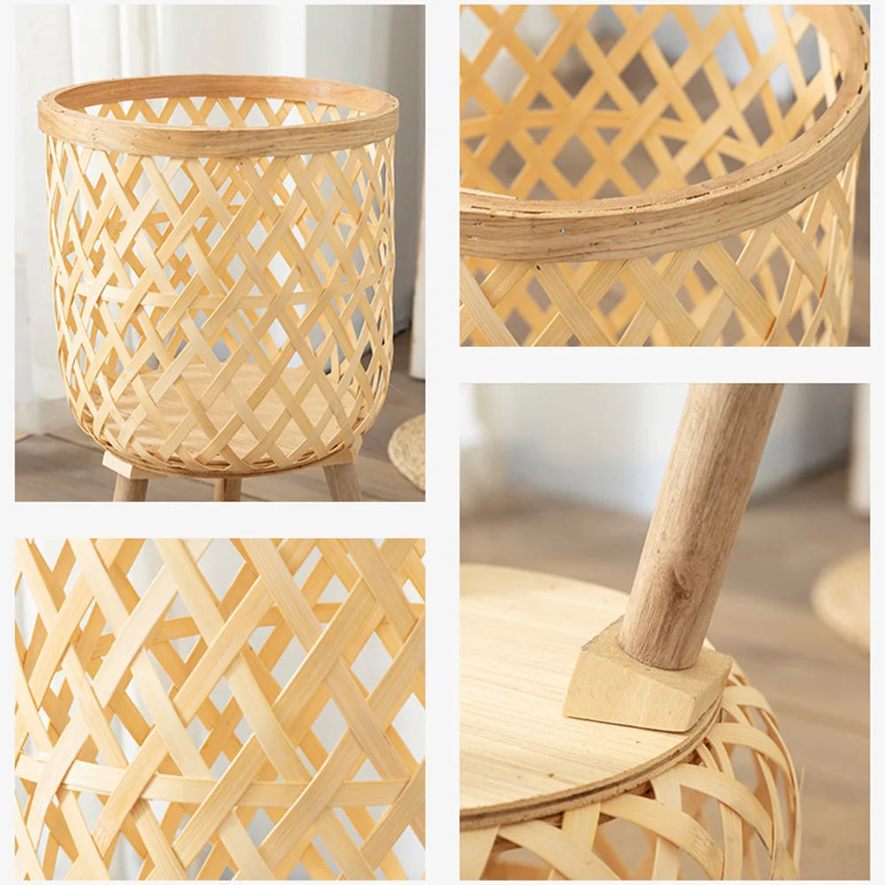 Bamboo Woven Flower Pot with Stand  Plant