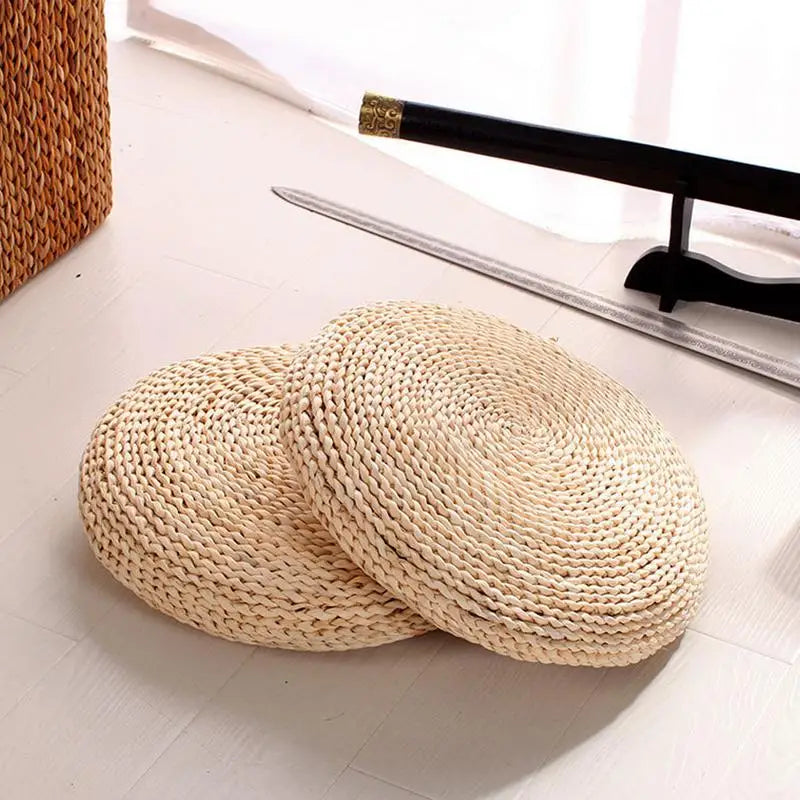 Cushion Meditation Cushion Round Straw Pouf Hand Woven Mat Chair Floor Cushion For Meditation Yoga Pad Seat Floor Pillow