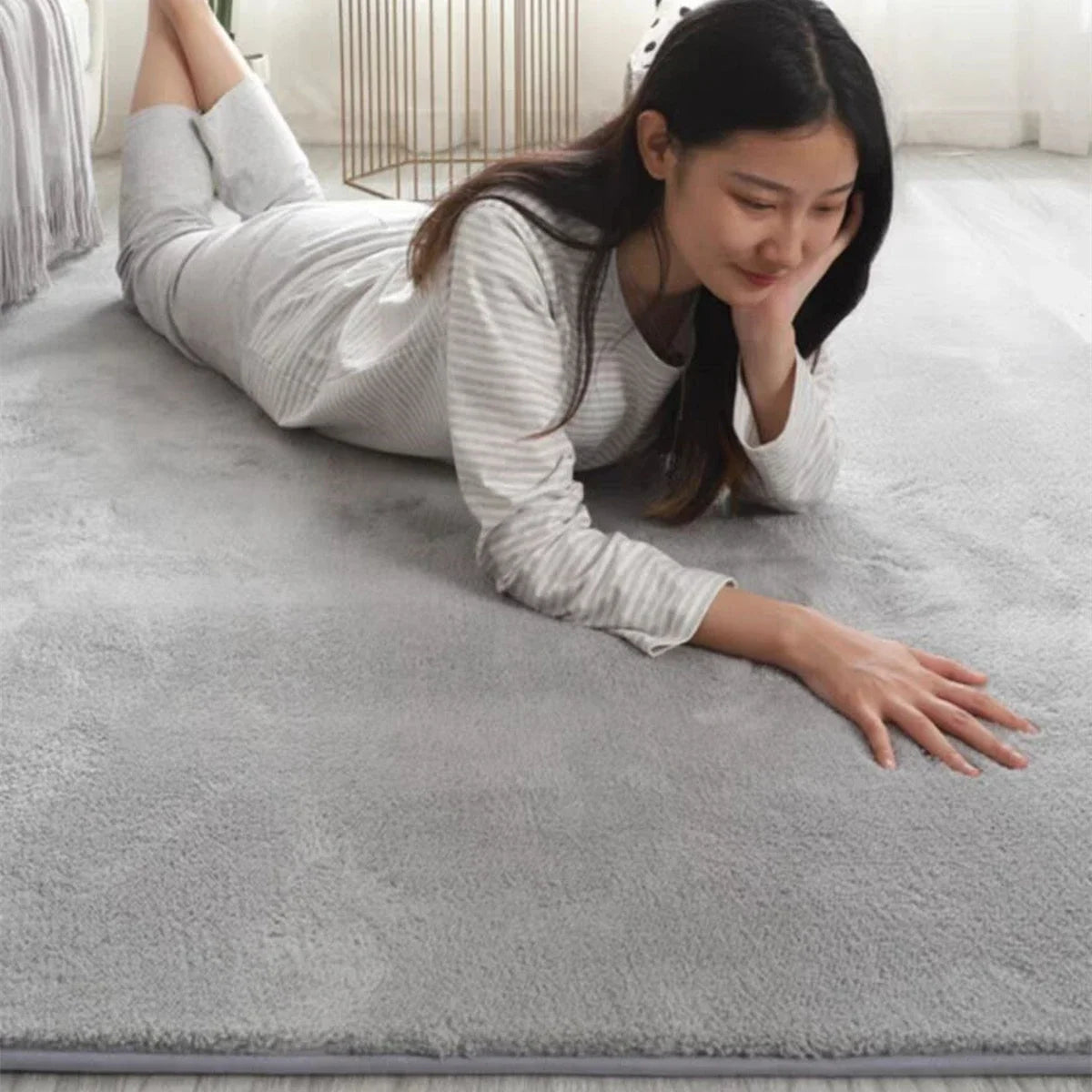 Solid Fluffy Rugs for Bedroom