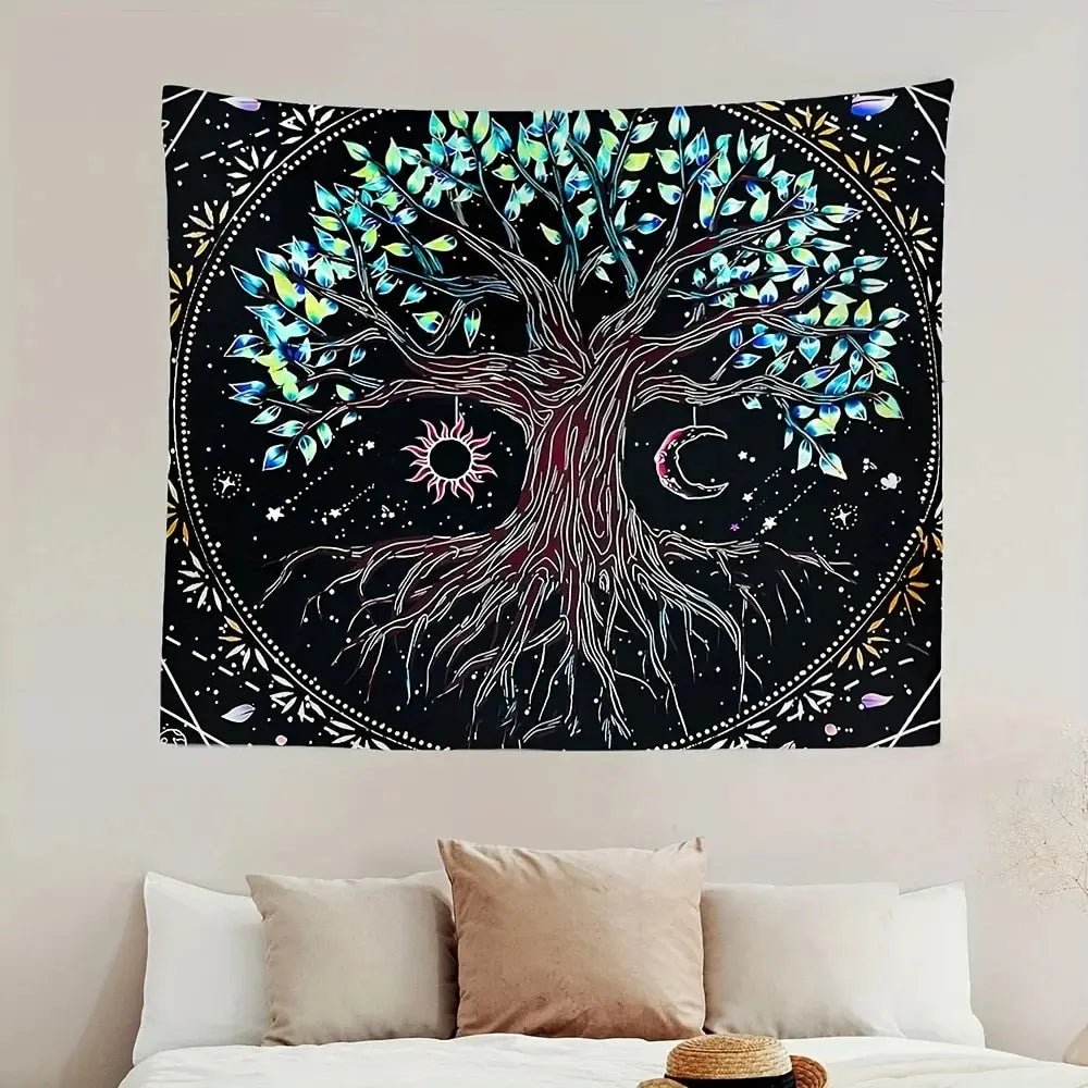 1Pcs 75x58cm Tree of Life Tapestry BlackLight