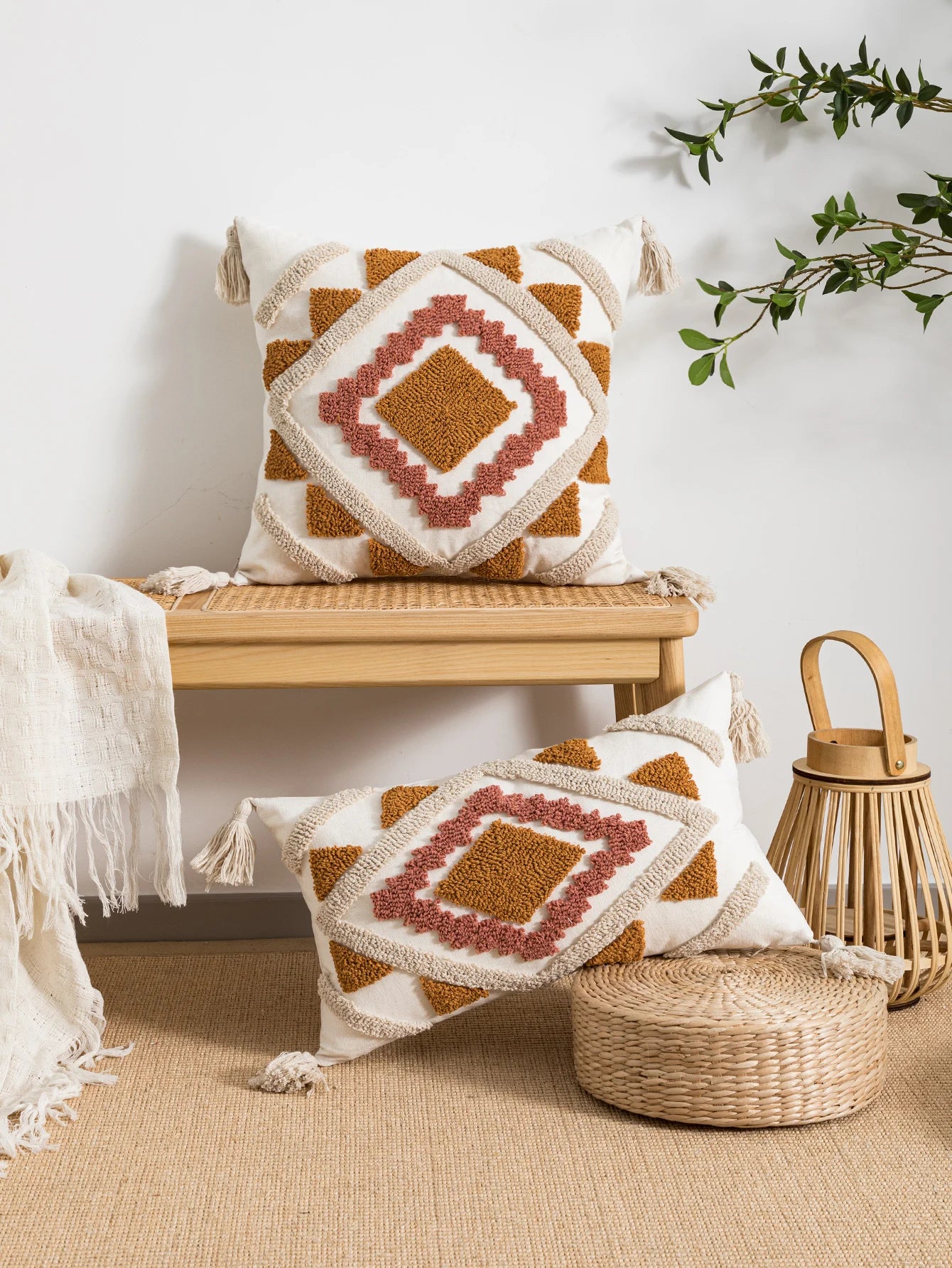 Multi-color geometric combination pillow cover