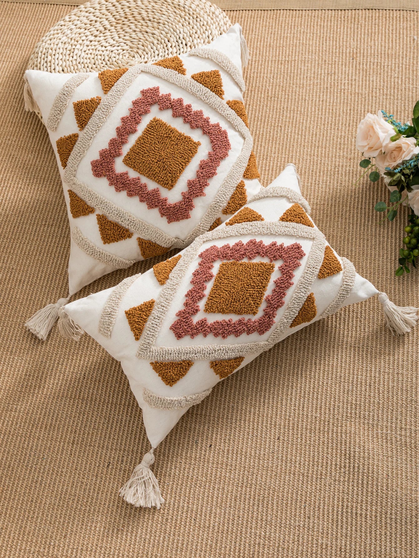 Multi-color geometric combination pillow cover