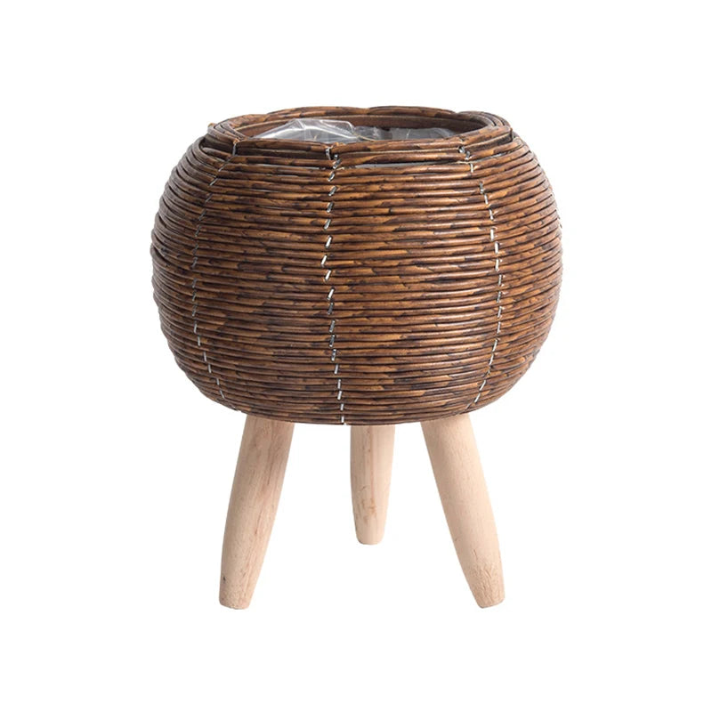 Shelf Rattan Woven Flower Pot