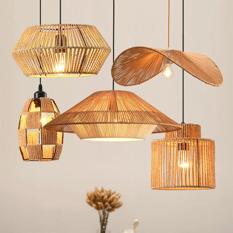 1pc Pendant Rattan Lampshade