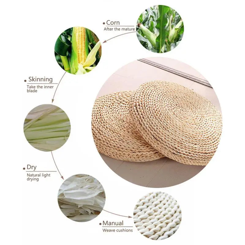 Cushion Meditation Cushion Round Straw Pouf Hand Woven Mat Chair Floor Cushion For Meditation Yoga Pad Seat Floor Pillow