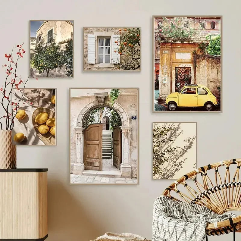 Autumn Italian Town Garden Landscape Wall Art