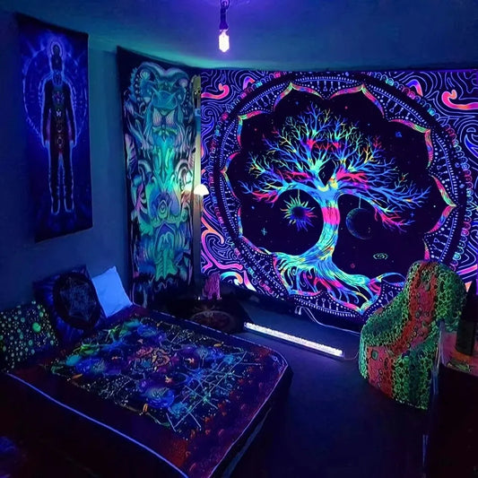 1Pcs 75x58cm Tree of Life Tapestry BlackLight